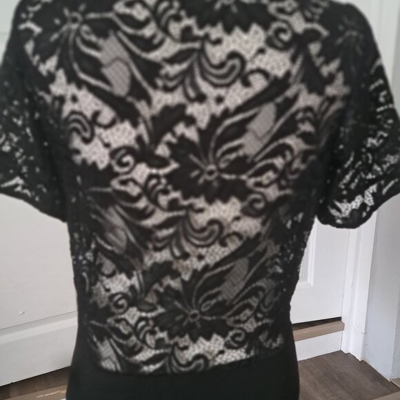 Avid love Women's Black One Piece Sexy Deep V neck Bodysuit with  Sz Large  NWT - Picture 4 of 6